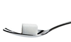 one lump sugar on a spoon isolated on white background