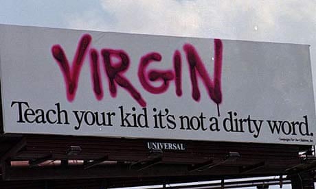 A billboard displaying a message of abstinence towards teen sex