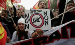 Workers and students demonstrate in Paris