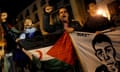 Pro-Sahrawis protesters demonstrate outside the Spanish Foreign Ministry headquarters in Madrid