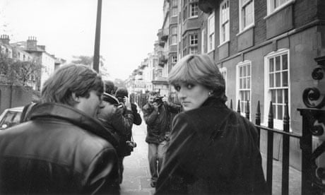 Lady Diana surrounded by photographers before the announcement of her engagement to Prince Charles