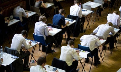 Pupils in a GCSE exam hall