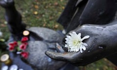 flower on statue hungary