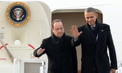 Hollande and Obama arrive in Charlottesville.