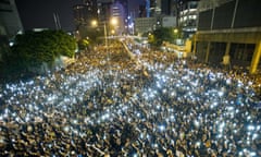 Protestors outside the headquarters of Legislative Council in Hong Kong on 29 September 2014