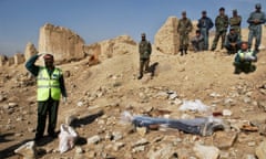 The plastic wrapped dead body of an Afghan youth, who was killed by a landmine, while collecting unexploded ordnances on the outskirts of Kabul