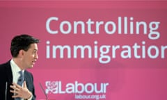 Ed Miliband delivering a speech on immigration