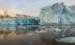 Arctic Glacier Reflected and Melting in Svalbard