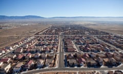 Newly built suburban neighborhood in the western USA.