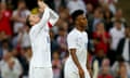 Wayne Rooney of England celebrates after scoring a penalty to make it 1-0 against Norway.