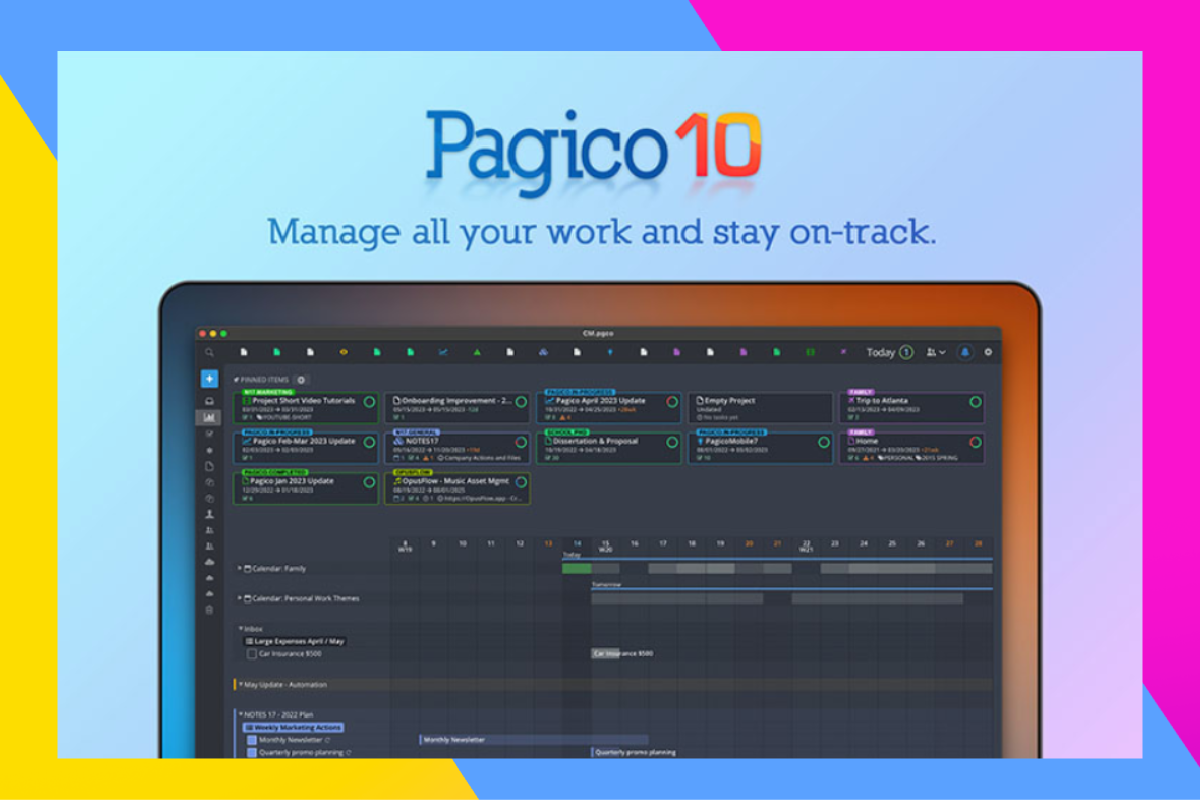 Centralize your personal and professional tasks, emails, and more with Pagico 10