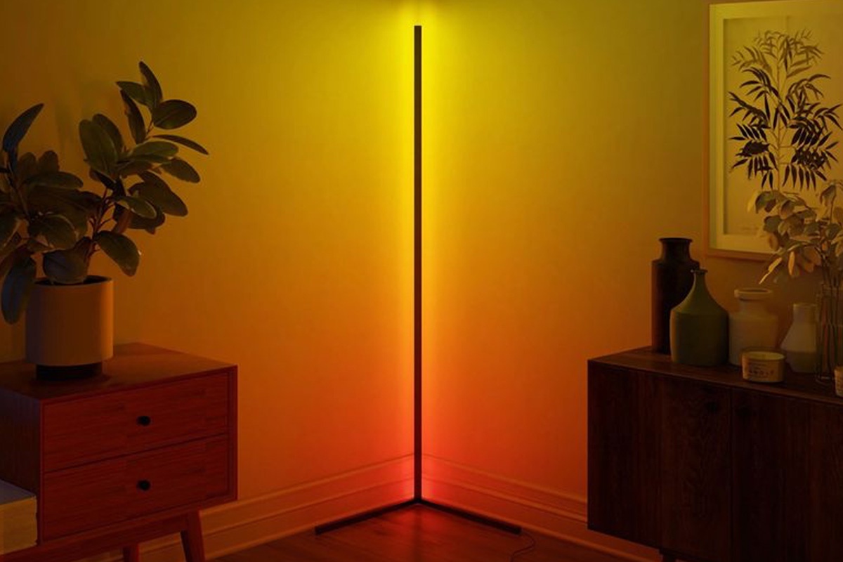 Wash your apartment in color with this LED corner floor lamp