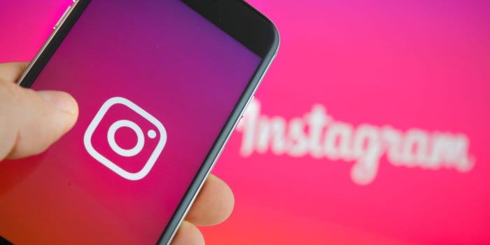 Instagram logo on phone