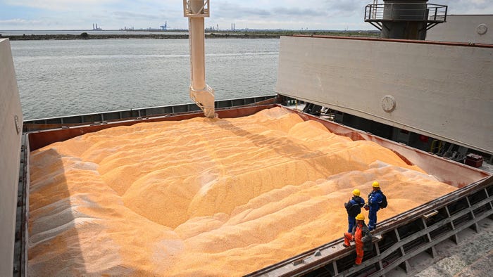 Grain at a port in Ukraine.