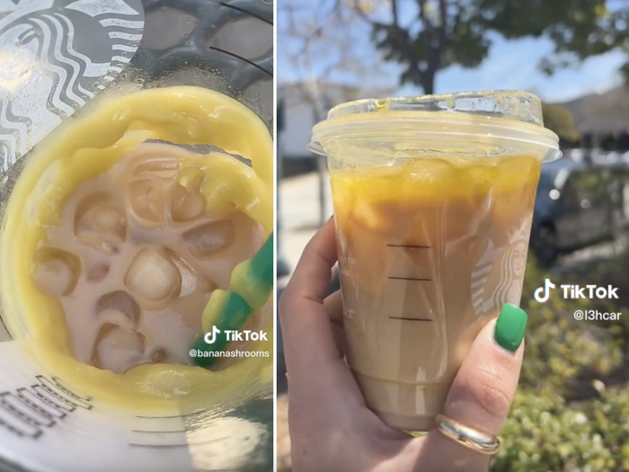 Screenshots of the new Starbucks' new Oleato drinks.