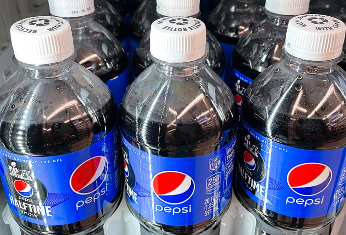 Pepsi bottles are displayed for sale in a Rite-Aid in Los Angeles