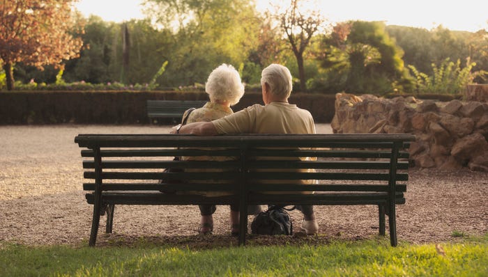 Old couple on bench