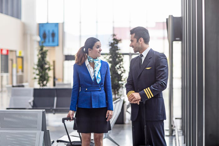 Cabin crew waiting in airport