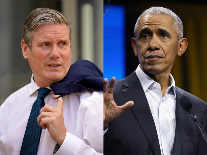 A composite image of Keir Starmer and Barack Obama.