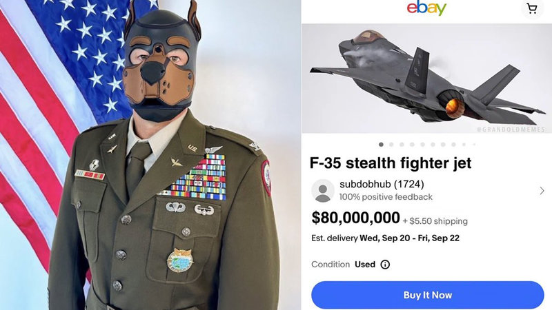 Two memes about the missing f 35 stealth Fighter Jet from September 2023.