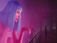 You Look Lonely / Sad Blade Runner meme format from Blade Runner 2049 depicting a hologram of a giant girl with cyan hair pointing at Ryan Gosling's character.