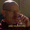 Descriptive Noises | Breaking Bad screengrab of Walter White about to take a shot and descriptive noise of [Walt JR vomiting]