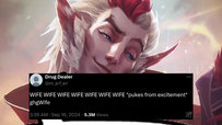 wife wife wife wife wife wife pukes from excitement ghgwife post over image of Rakan from LoL