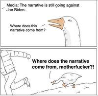 Media: The narrative is still going against Joe Biden. Where does this narrative come from? Where does the narrative come from, m-----------?!
