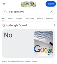 = Qis google down All News Images Shopping G Is Google Down? No Sign in Videos Forums Google Image: Bloomberg, Bloomberg via Getty Images