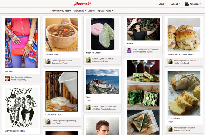 Pinterest Add + About▼ Amanda ▼ Pinners you follow Everything Videos Popular Gifts #blake chris duffy via Kim Townend onto Awesome Dudes Mochi Ice Cream Irish Beef Stew Yummy Ham & Cheese Sliders Kristin Lynch via Xenia Blanco onto Food Kristin Lynch via Xenia Blanco onto Food Kristin Lynch via Allison Keslar onto Food colorblox Bex Gambale via Megan Kwan onto pretty TODAY Tibet RYB SD Kristin Lynch via Cara Ann onto Epic Places & Spaces COCONUT SYRUP Coconut Bread Kristin Lynch via pinteresty onto Food 1 repin DA Kristin Lynch via Caitlin Cawley onto Food Everything Sucks Today