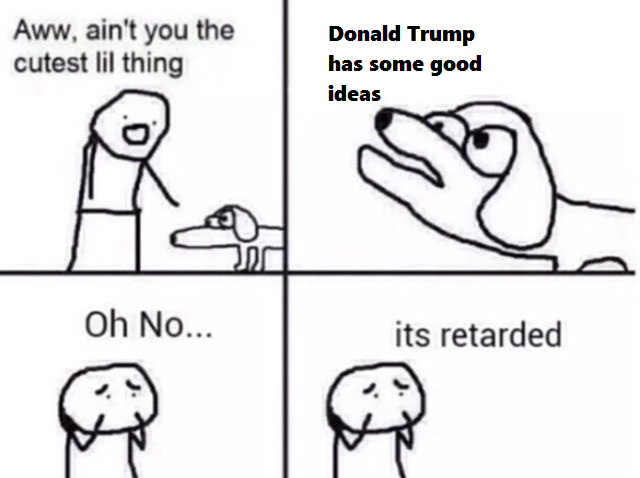 Aww, ain't you the cutest lil thing Donald Trump has some good ideas Oh No... its retarded