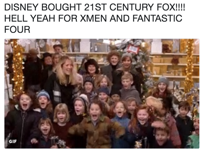 DISNEY BOUGHT 21ST CENTURY FOX!!!! HELL YEAH FOR XMEN AND FANTASTIC FOUR GIF