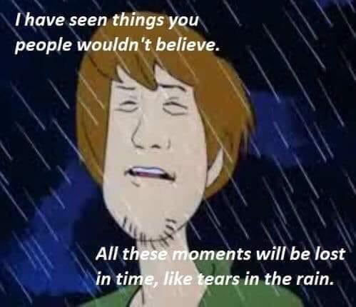 Thave seen things you people wouldn't believe. All these moments will be lost in time, like tears in the rain.