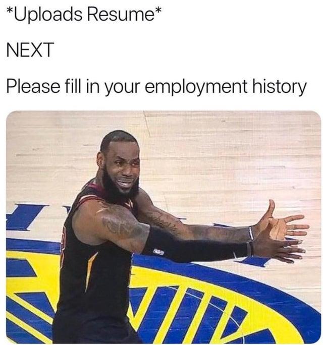 *Uploads Resume* NEXT Please fill in your employment history