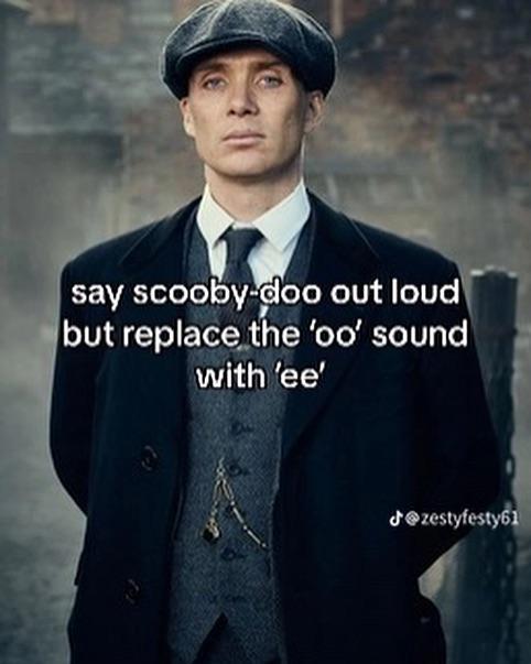 say scooby doo out loud but replace the 'oo' sound with 'ee' J@zestyfesty61