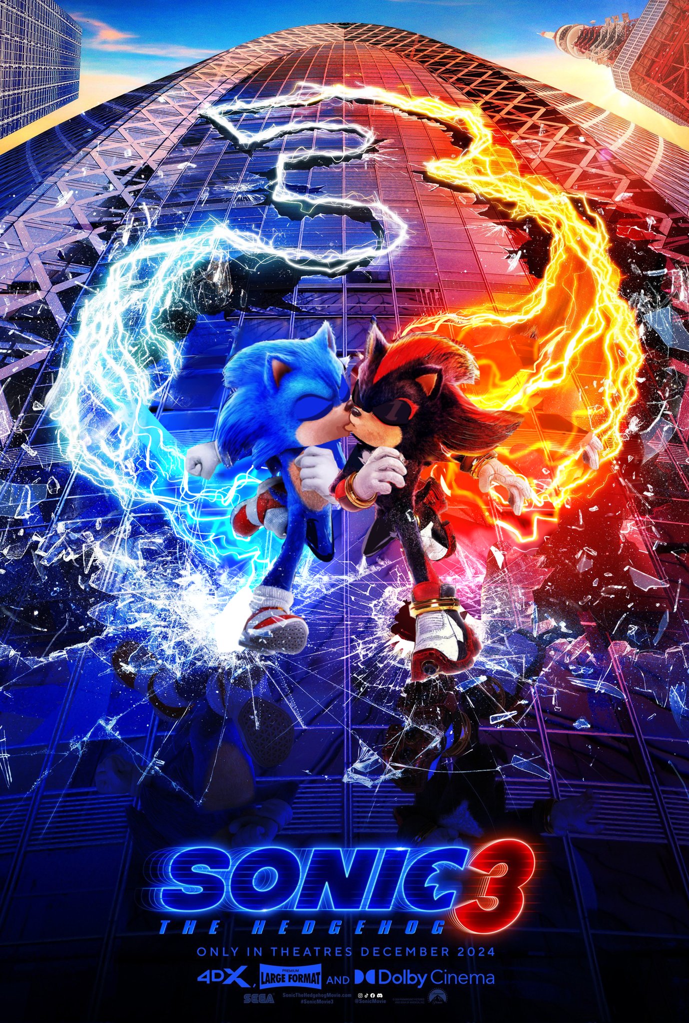 SONIC3 THE HEDGEHOG ONLY IN THEATRES DECEMBER 2024 PREMIUM 4DX, LARGE FORMAT AND Dolby Cinema SEGA SonicTheHedgehogMovie.com Am #SonicMovie3 @SonicMovie