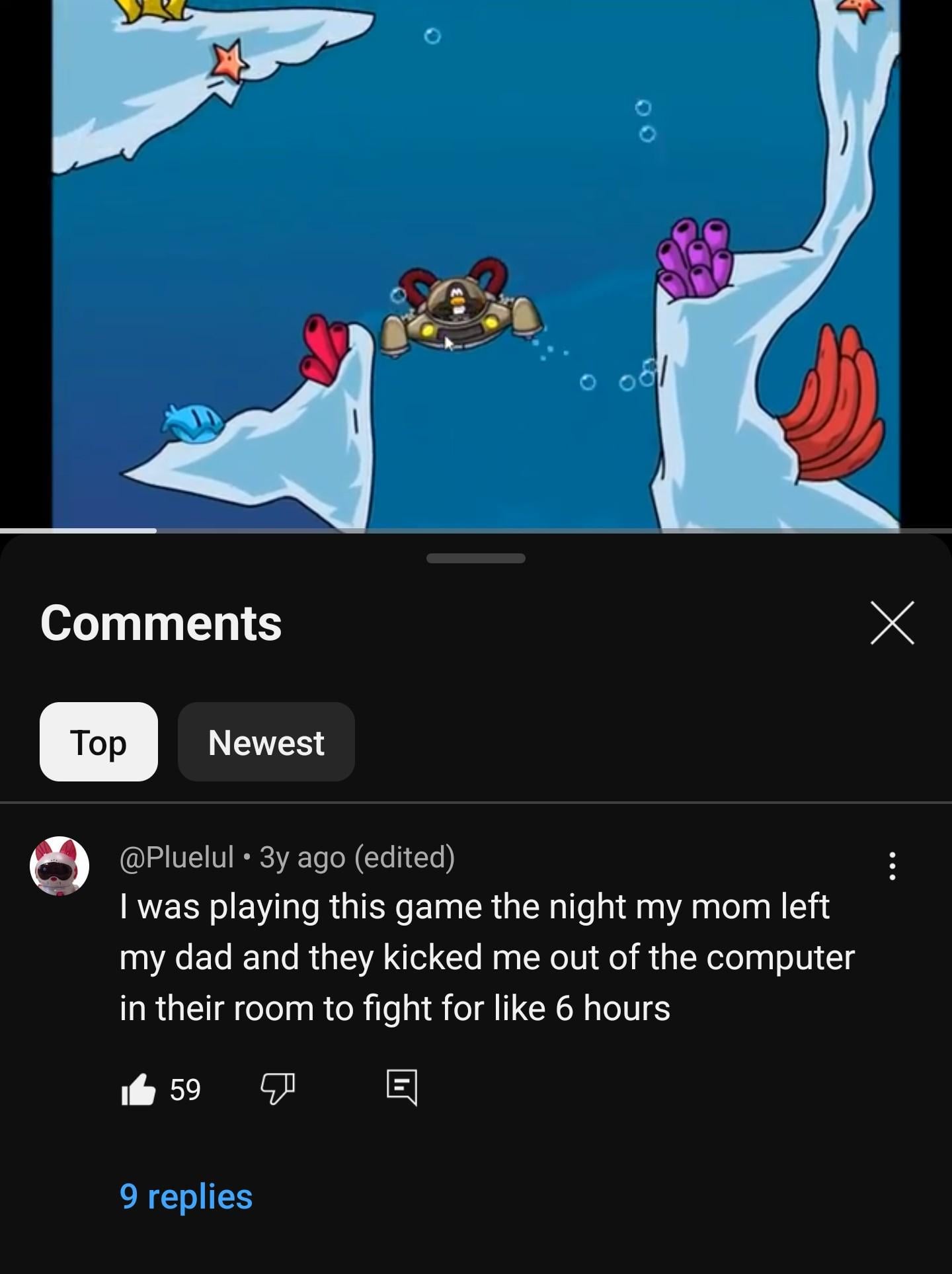 Comments Top Newest 00 081 @Pluelul • 3y ago (edited) I was playing this game the night my mom left my dad and they kicked me out of the computer in their room to fight for like 6 hours 59 9 replies