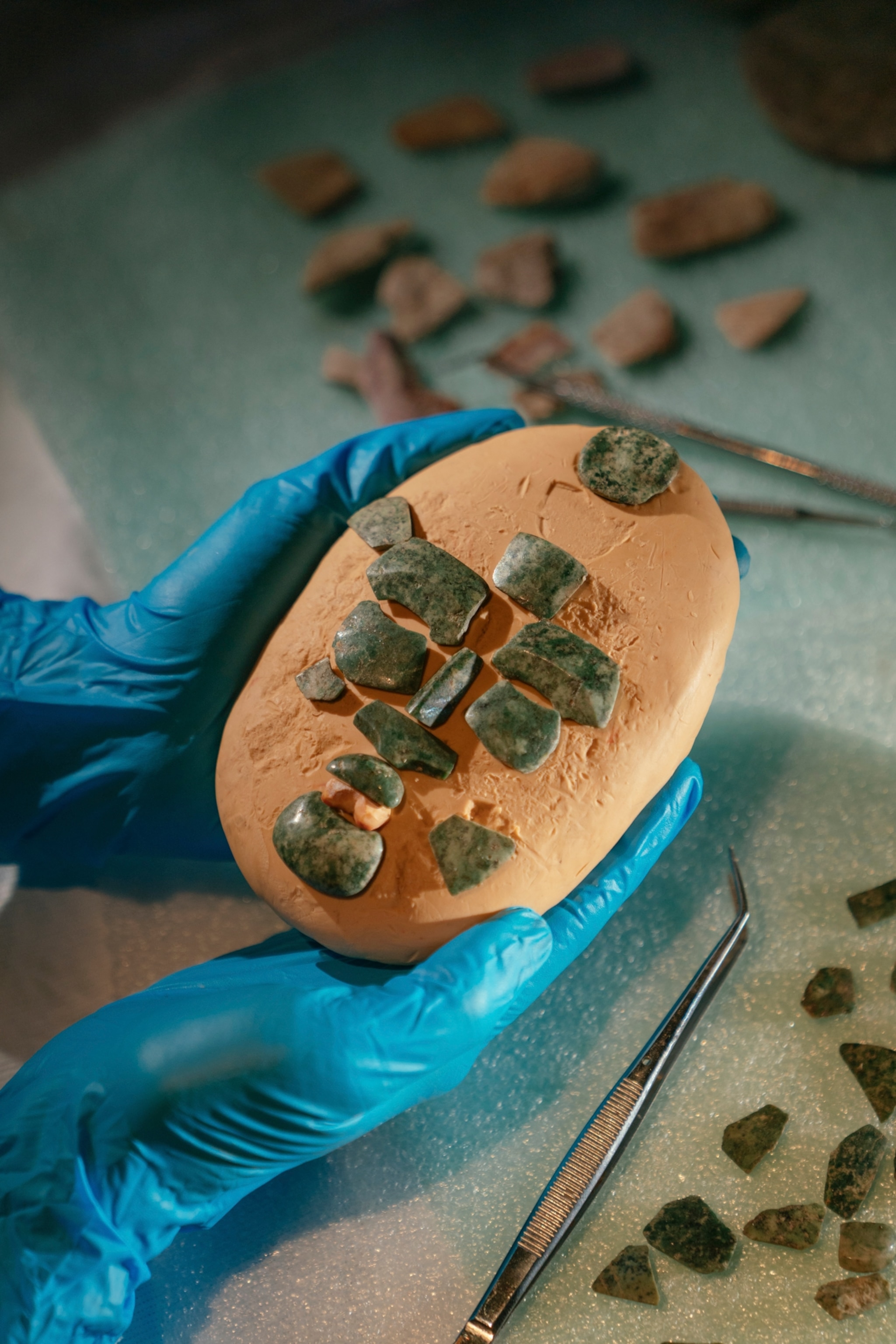 Assembling a Maya mask