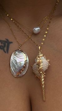 Seashell Summer Beach Gold Jewelry Shell Abalone Conch Pearl Siren Mermaid Hippie Necklace Chain Gift for Her - Etsy
