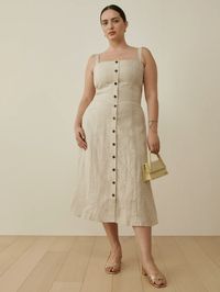 Folsom Dress - Tank Straps Midi Linen | Reformation