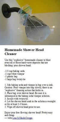 Shower head Cleaner - I tried this today and it really works! I found the whole bag over the shower head didnt really work as it kept leaking so I removed the head and put it into a bowl instead.