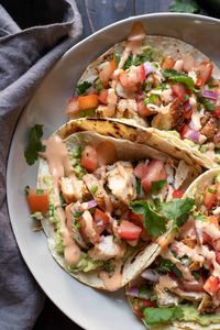 Chicken Street Tacos with Guacamole and Chipotle Aioli