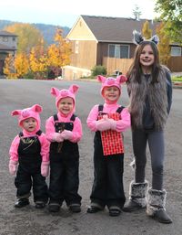 Family Halloween costume, 3 Little Pigs and the Big Bad Wolf!