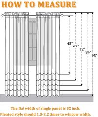 Features: Home decor, Room darkening, Privacy protection Specifications: Package Included: 2 Panels curtains Material: Linen Sheer Header Type: Dual Rod Pockets Pattern: Solid Layer: Single layer Applicable Scene: Hall, Office, Restaurant, Living room, Bedroom, Study Details: LINEN BLEND TEXTURE: Unlike ordinary sheer drapes, the weave in the fabric is not too sheer, which creates a non-transparent view but still lets enough light in during the day. EXTRA WIDE: With the width of 70 inches, it wi