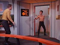 Kirk (Shatner) & Lt. Sulu (George Takei) in The Naked Time
