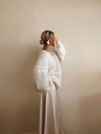 Hand Knitted Fluffy Mohair Sweater White Wool Sweater Bridal Sweater Knitted Wedding Bridal Shrug Chunky Oversized Wedding Sweater - Etsy Canada