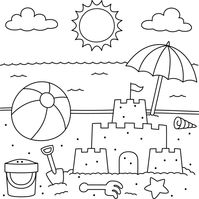 Toys On The Beach Coloring for Kids