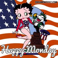 Happy Monday MORE Betty Boop graphics & greetings: http://bettybooppicturesarchive.blogspot.com/ AND https://www.facebook.com/bettybooppictures  Patriotic Betty Boop and Bimbo with American flag