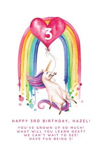 Rainbow Unicorn - Happy Birthday Card #greetingcards #printable #diy #birthday