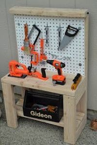 DIY work bench for kids Gideon's Travels: Construction Birthday Party